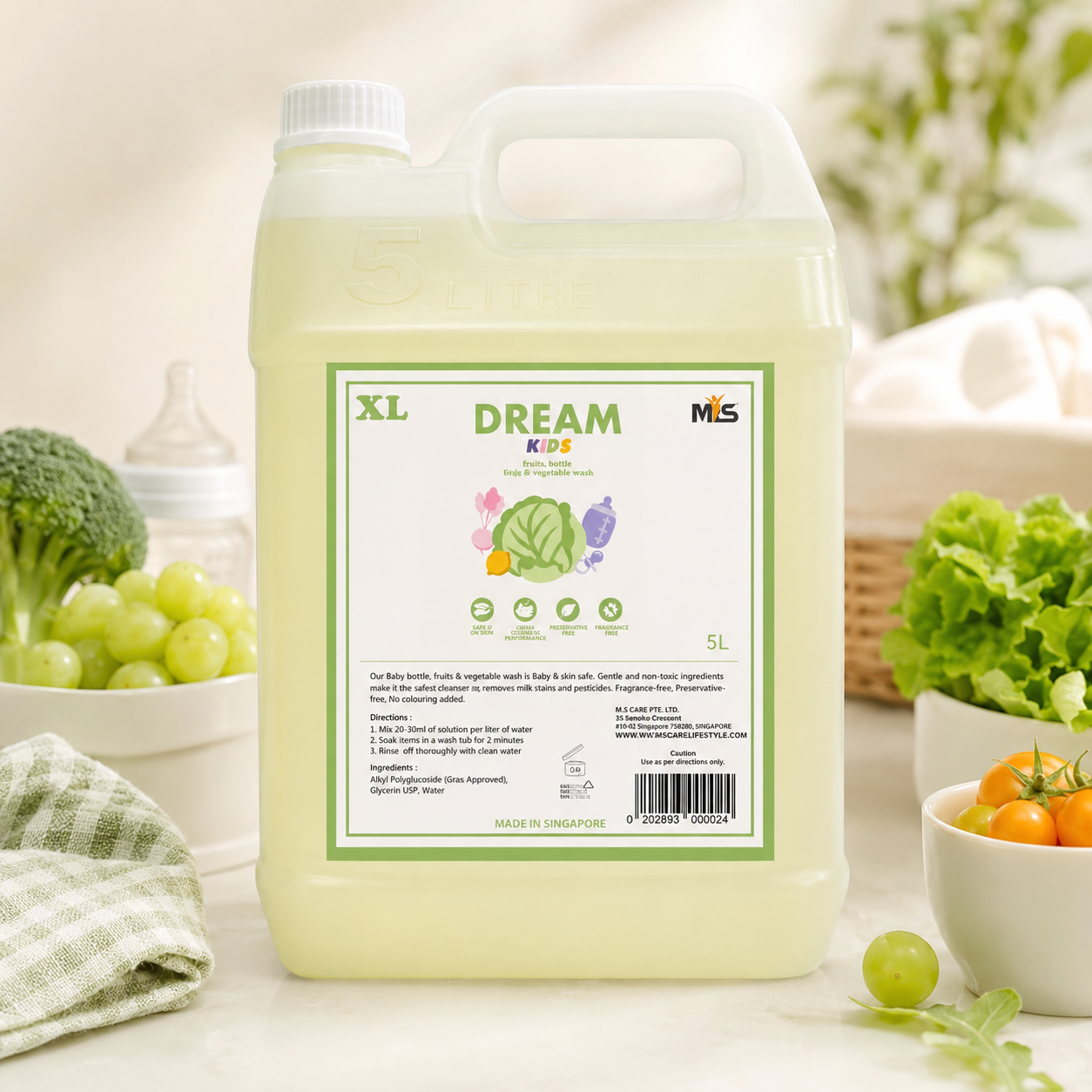 Baby Bottle, Fruit & Vegetable Wash Refill 5L